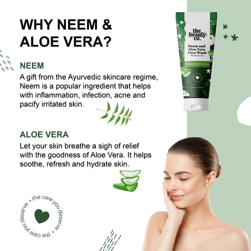 the beauty co Neem and Aloe Vera Face Wash with Salicylic Acid For Skin Purifying